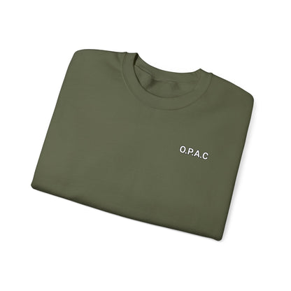 Cozy Comfort Classic Minimalistic (white-lettered) O.P.A.C. Prisoner's Advocacy Crewneck Sweatshirt | Unisex, Casual Wear, Gift for Him, Her, Stay-at-Home Style, Everyday Fashion - O.P.A.C.
