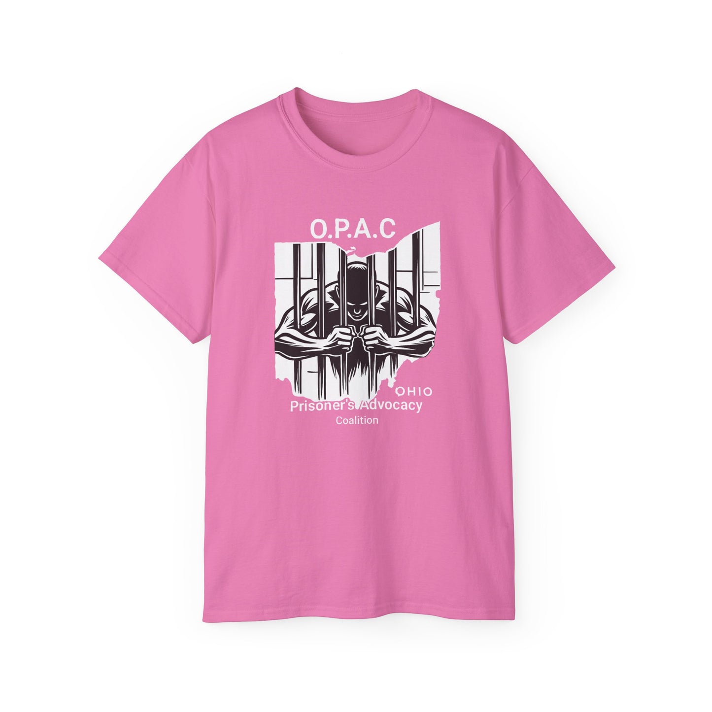 White O.P.A.C. Logo Advocacy Tee, Unisex Cotton T-Shirt for Supporters, Prison Advocacy, Social Justice, Awareness Shirt, Gift for Activists