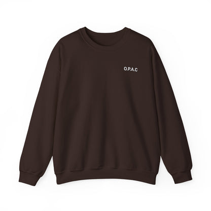 Cozy Comfort Classic Minimalistic (white-lettered) O.P.A.C. Prisoner's Advocacy Crewneck Sweatshirt | Unisex, Casual Wear, Gift for Him, Her, Stay-at-Home Style, Everyday Fashion - O.P.A.C.