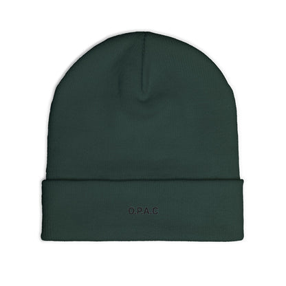 O.P.A.C. SMALL Black- Lettered Text Custom Embroidered Knit Beanie - Cozy Fashion Accessory, Winter Gift, O.P.A.C. Beanie, Streetwear Essential, Unisex Hat
