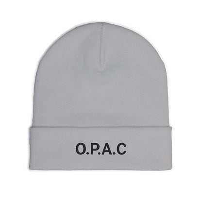 O.P.A.C. MID Black- Lettered Text Custom Embroidered Knit Beanie - Cozy Fashion Accessory, Winter Gift, O.P.A.C. Beanie, Streetwear Essential, Unisex Hat