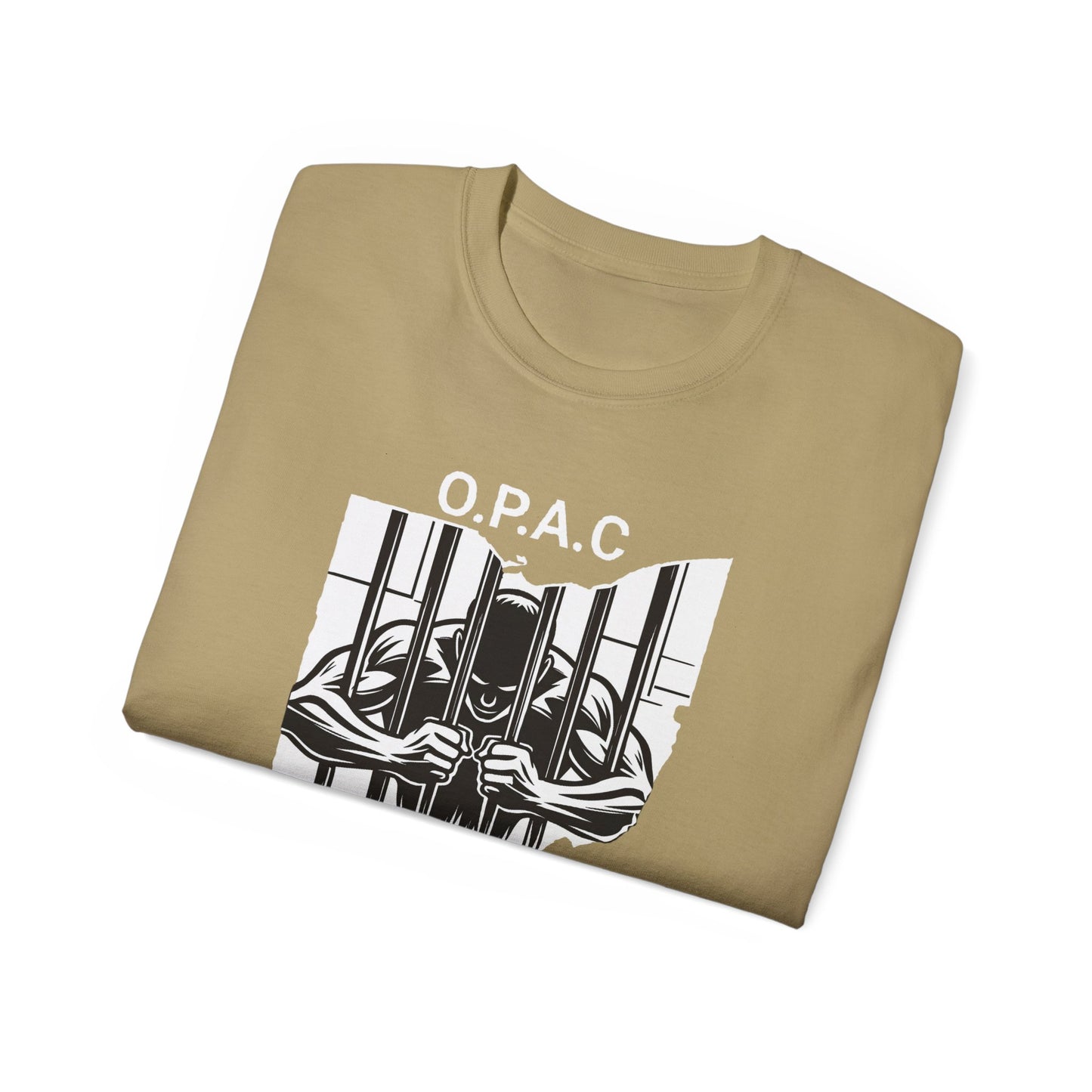 White O.P.A.C. Logo Advocacy Tee, Unisex Cotton T-Shirt for Supporters, Prison Advocacy, Social Justice, Awareness Shirt, Gift for Activists