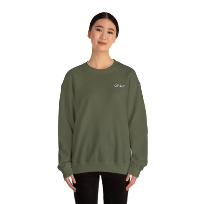 Cozy Comfort Classic Minimalistic (white-lettered) O.P.A.C. Prisoner's Advocacy Crewneck Sweatshirt | Unisex, Casual Wear, Gift for Him, Her, Stay-at-Home Style, Everyday Fashion - O.P.A.C.