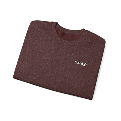Cozy Comfort Classic Minimalistic (white-lettered) O.P.A.C. Prisoner's Advocacy Crewneck Sweatshirt | Unisex, Casual Wear, Gift for Him, Her, Stay-at-Home Style, Everyday Fashion - O.P.A.C.