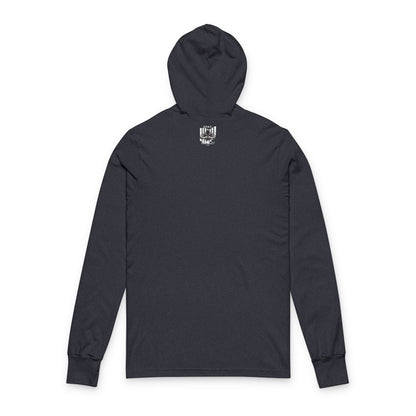 O.P.A.C. White-Lettered Text Advocacy Outer Neck Graphic Hooded Long Sleeve Tee, Prisoner Rights Awareness, Unisex