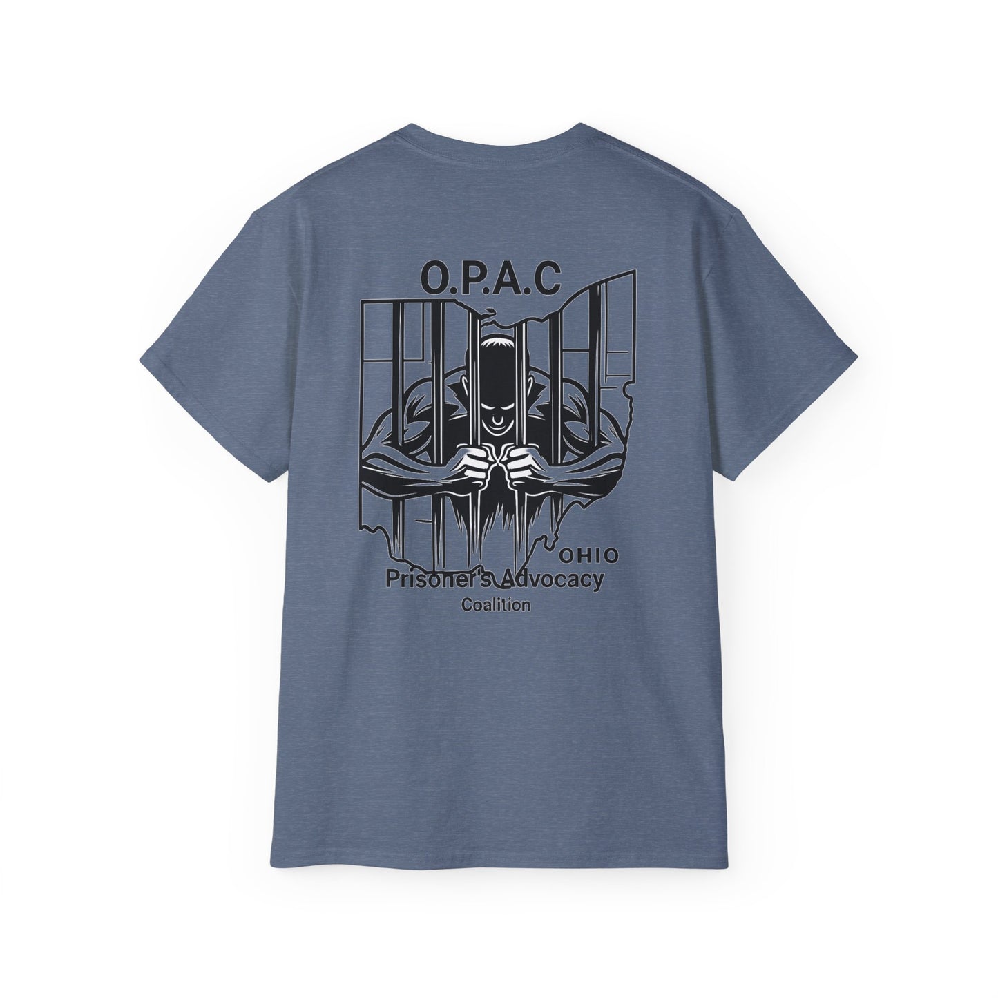 Double-sided Unisex Black-Lettered Text Big Back Graphic Advocacy Tee - Support Prisoners' Rights, Social Justice Apparel, Protest Wear, Activism T-Shirt