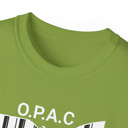 White O.P.A.C. Logo Advocacy Tee, Unisex Cotton T-Shirt for Supporters, Prison Advocacy, Social Justice, Awareness Shirt, Gift for Activists