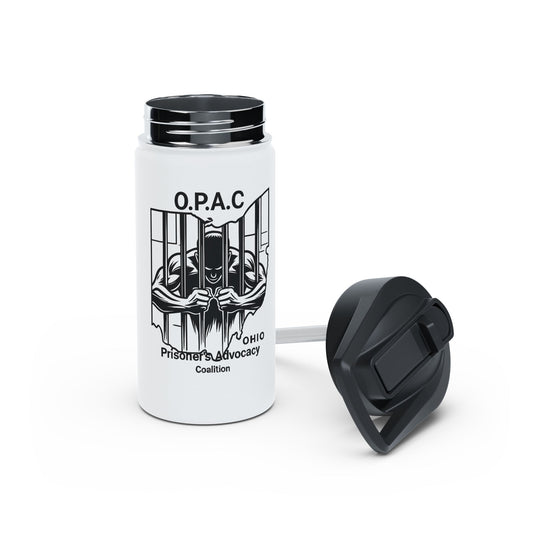 O.P.A.C. Prisoner Advocacy Stainless Steel Water Bottle, Eco-Friendly Hydration, Gift for Activists, Travel Mug for Protesters, Support Prison Reform