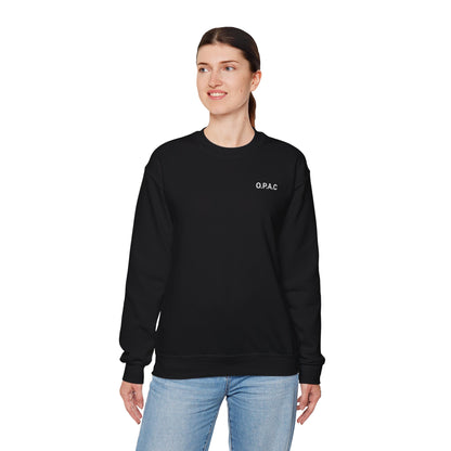 Cozy Comfort Classic Minimalistic (white-lettered) O.P.A.C. Prisoner's Advocacy Crewneck Sweatshirt | Unisex, Casual Wear, Gift for Him, Her, Stay-at-Home Style, Everyday Fashion - O.P.A.C.