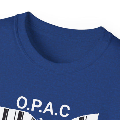 White O.P.A.C. Logo Advocacy Tee, Unisex Cotton T-Shirt for Supporters, Prison Advocacy, Social Justice, Awareness Shirt, Gift for Activists