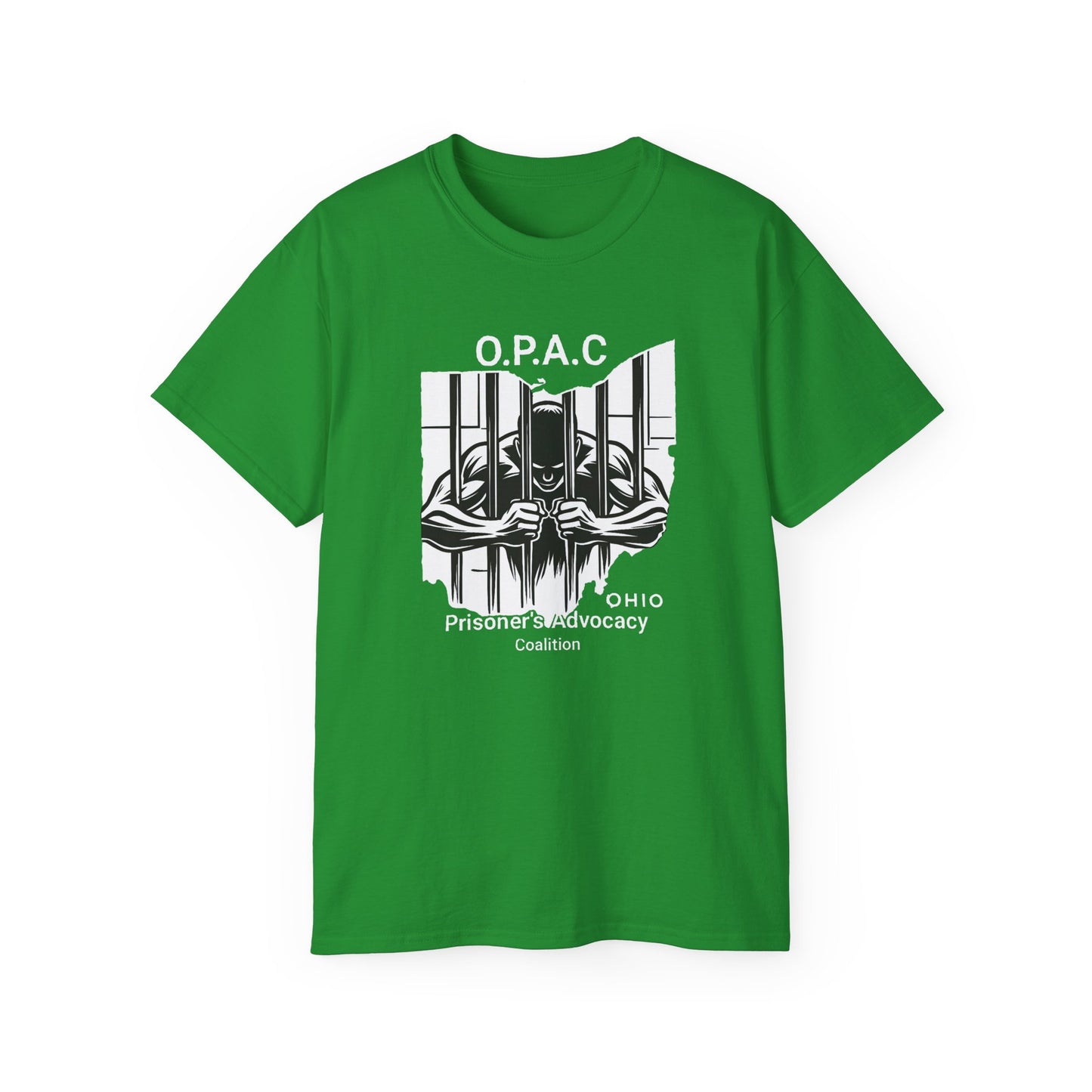 White O.P.A.C. Logo Advocacy Tee, Unisex Cotton T-Shirt for Supporters, Prison Advocacy, Social Justice, Awareness Shirt, Gift for Activists