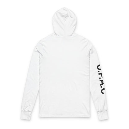 O.P.A.C. Advocacy Graphic Hooded Long Black-Lettered Text Sleeve Tee, Prisoner Rights Awareness